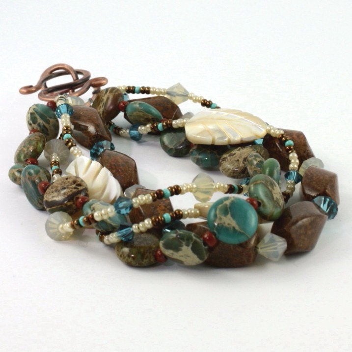 Aqua Terra Bracelet Southwest Blue Sky Jasper Mothers Day Unique Jewelry  Rustic Copper