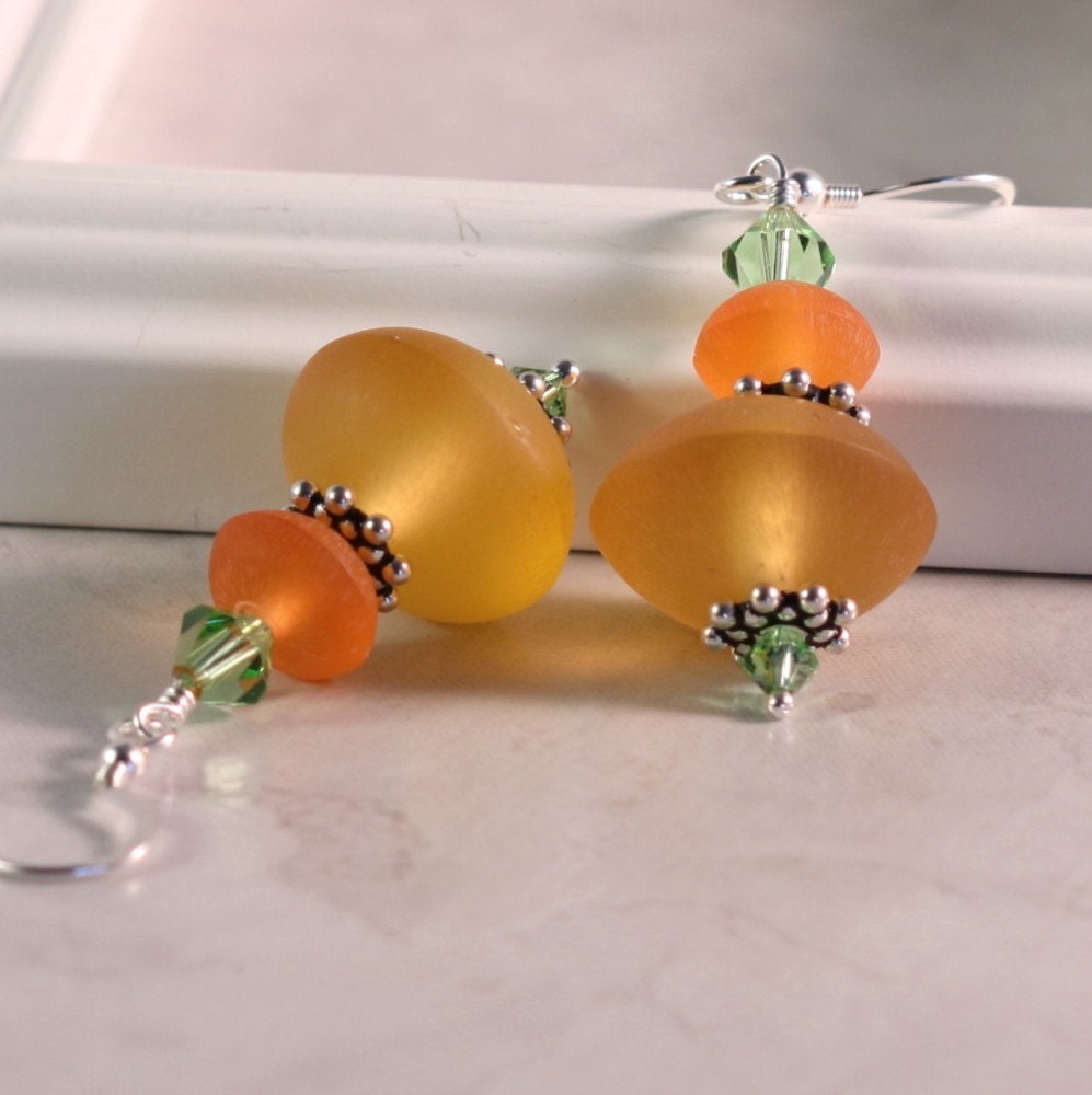 Lemon Yellow Neon Earrings Orange Citrus Blast Sterling Silver Jewelry