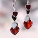 Valentine Red Heart Earrings Black Wire-Wrapped Dangle Sterling Silver