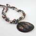 Multi Strand Necklace Blue Sky Jasper Latte Brown Cream Coffee Tea Pendant