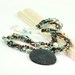 Multi Strand Necklace Pearl Teal Brown Cream Shell Pendant