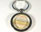 Marble Circle Key Chain - Wild Flower Green Stripes