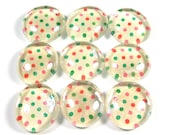 Marble Magnets or Push Pins Set - Candy Christmas Polka Dots