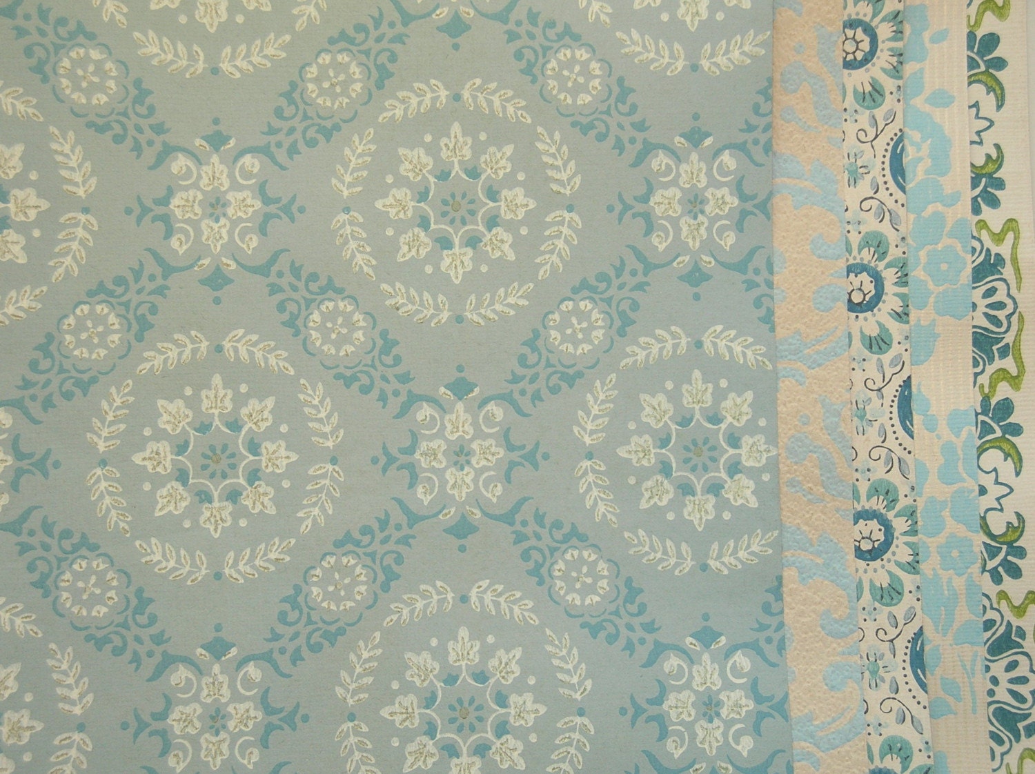 Vintage Wallpaper Pack 5 Large Sheets Blues