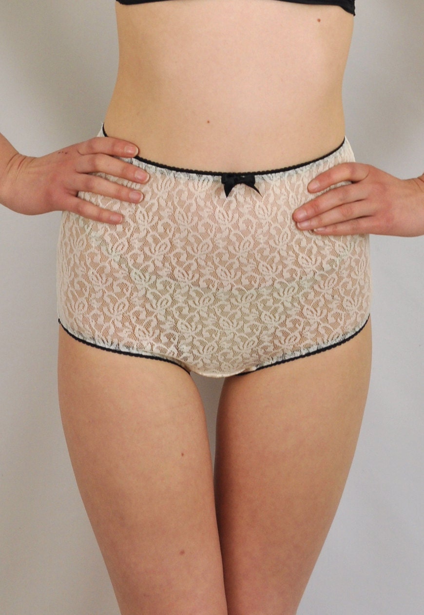 Lace panties with Black lace bow applique.