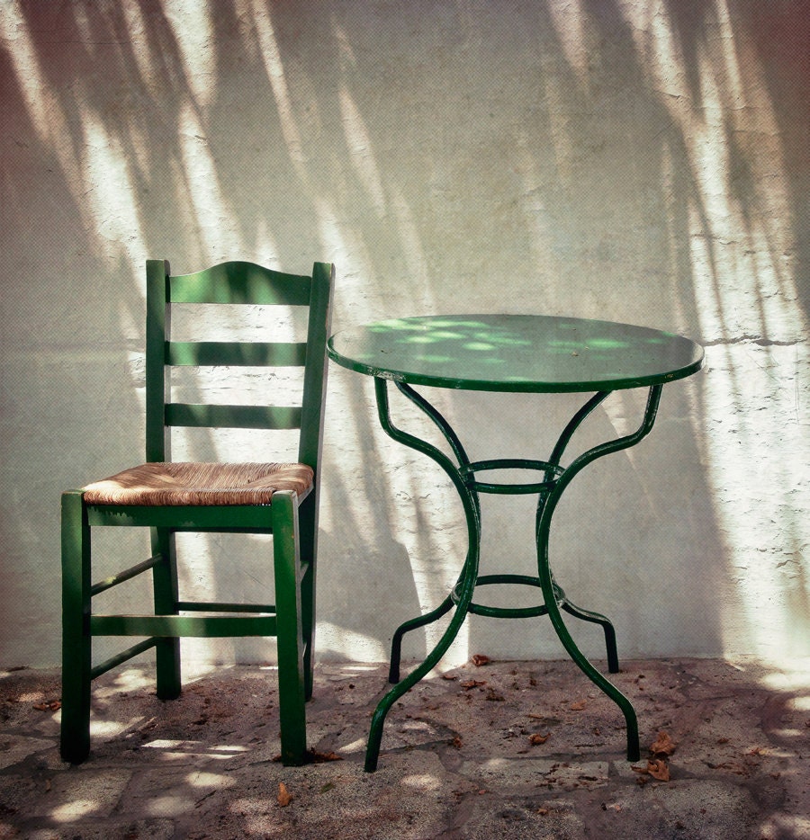 A place in the shade, 6x6 fine art photograph, little cafe in a greek island