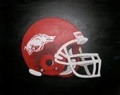 Personalized, Hand Painted Canvas Wall Art (16x20 team helmet design)