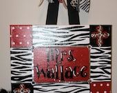 Personalized, Hand Painted Canvas Wall Art (11x14 zebra, cross, dots example)