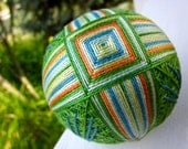 decorative ball modern home decor - hand embroidered thread ball - japanese temari - emma - girl gift room decor - julieandco