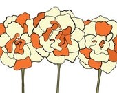 Orange Flower Print, Orange Nursery Decor, Modern Flowers 8 x 10 Print - SALE