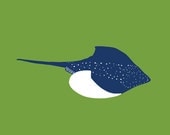 Sea Life Art, 13 x 19 Sting Ray, ocean nursery art - different colors and sizes available