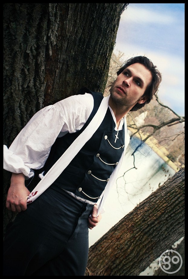 Men's Vest Black Gothic Steampunk  Style-Custom to your size - KMKDesignsllc