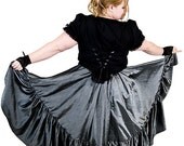 Steampunk Skirt Asymmetrical Circle Grey Long Ruffle - Custom to your size