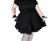 Gothic Lolita Jumper Black Cotton Dress-3X-5X Plus Size Custom to your size