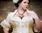 Plus Size Victorian Wedding Dress Corseted Jacket Steampunk Style Silk choose your color Custom to Order