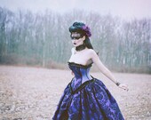 Alternative Steampunk Wedding Gown Purple Decadence Velvet Flock-Custom to your size