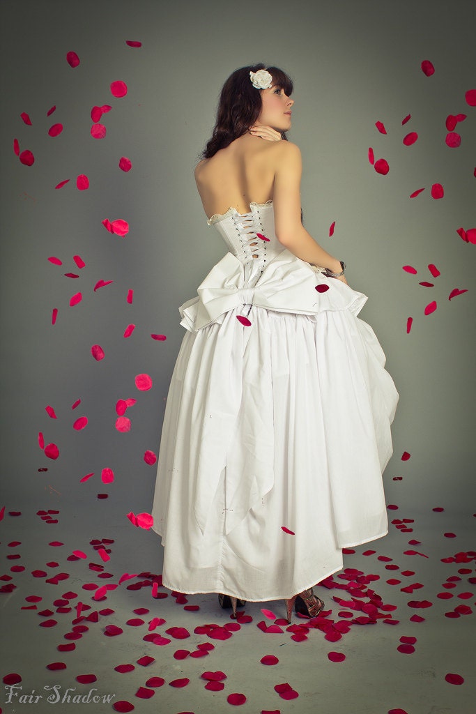 Lolita Wedding Dress Victorian Cinderlla Inspired White Cotton-Custom to your Size