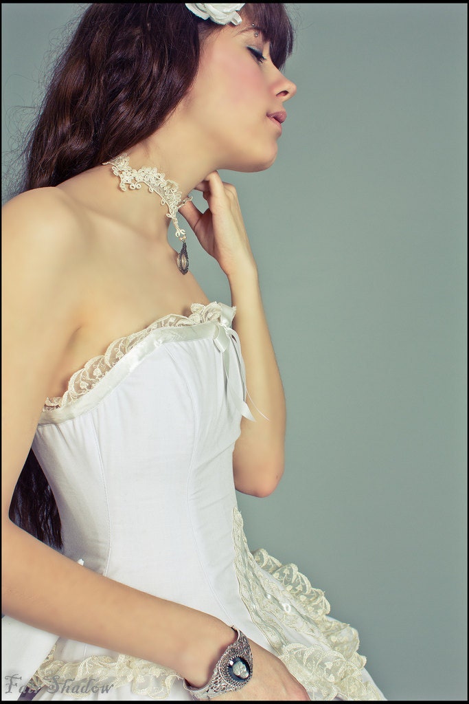 Lolita Wedding Dress Victorian Cinderlla Inspired White Cotton-Custom to your Size