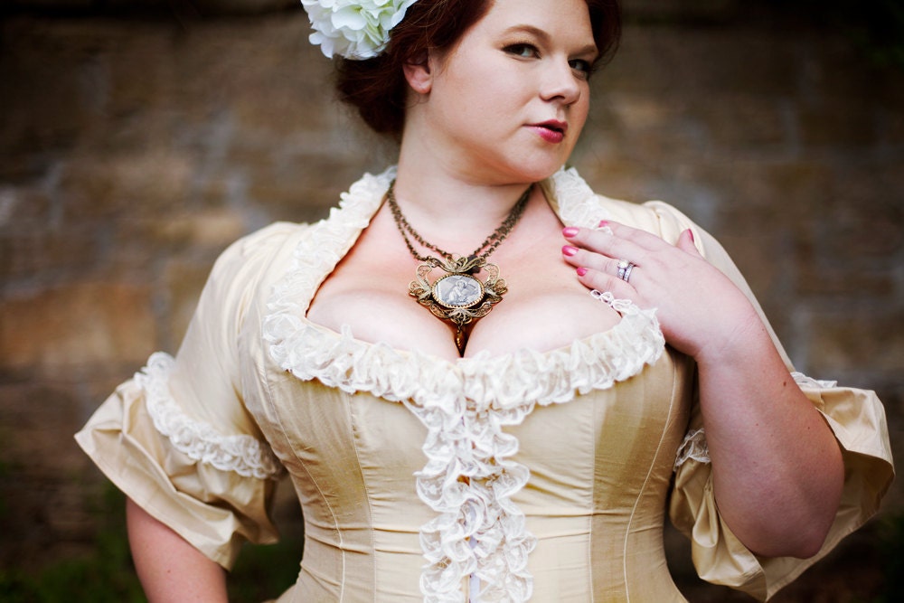 Victorian Wedding Dress Corseted Jacket Steampunk Style Silk choose your color Custom to Order