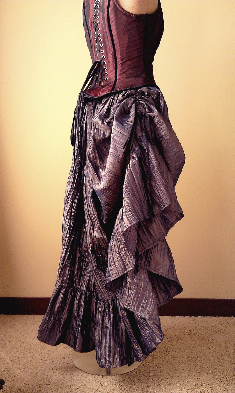 Plus Size Steampunk Skirt Victorian Copper with Side Bustle - Custom to order 3X-5X
