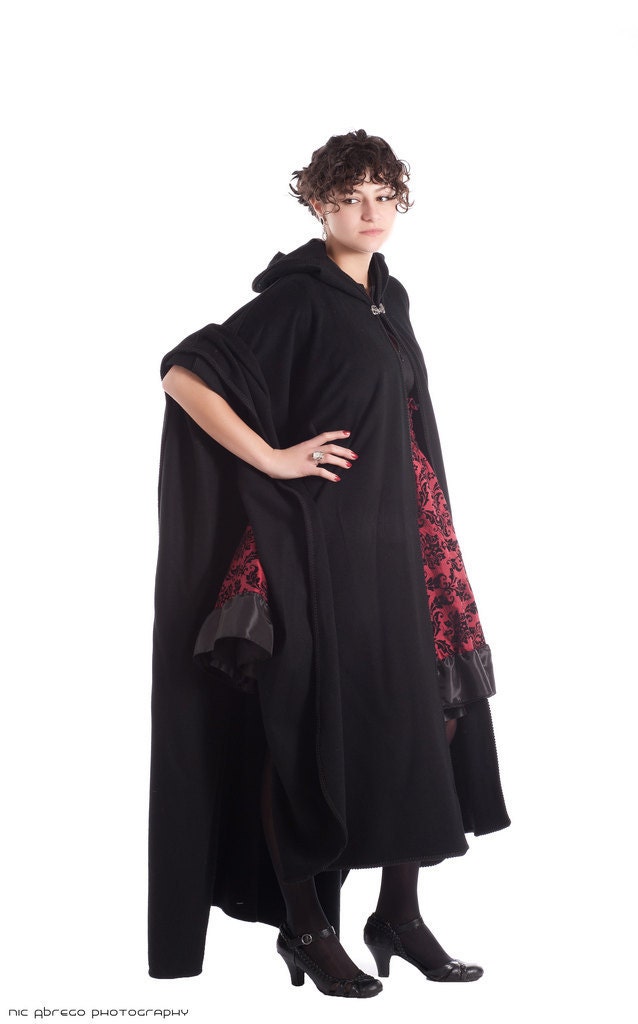 Black Wool Cape Renaissance Full Length-Custom to Order