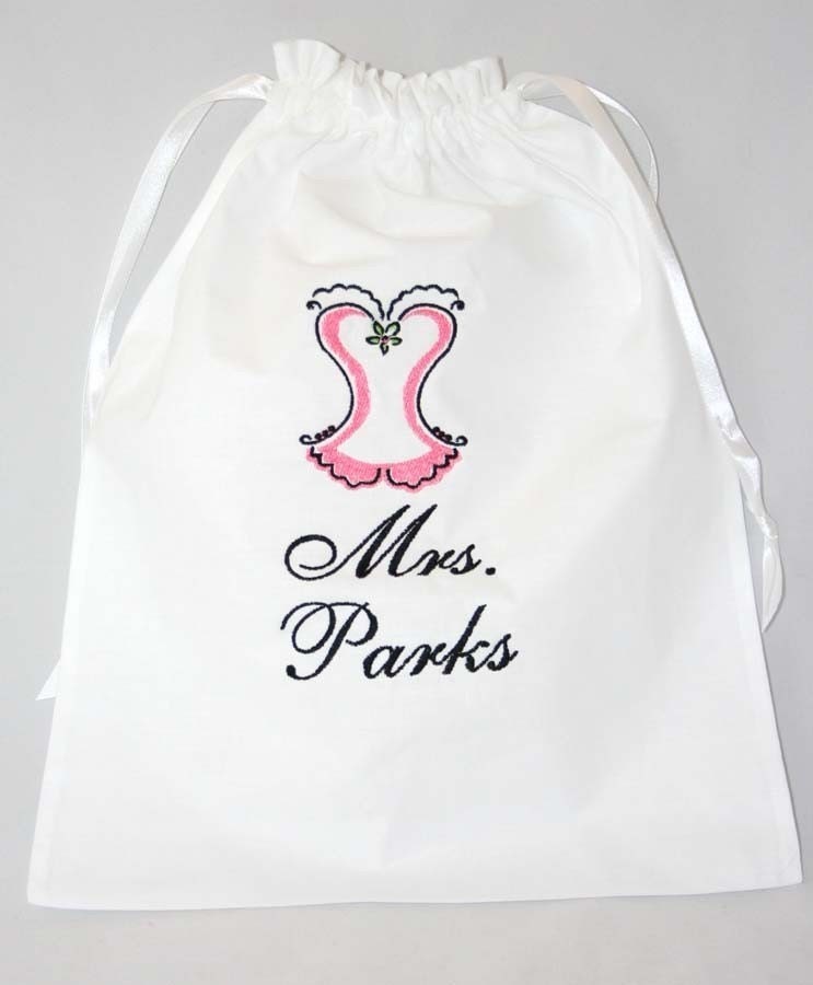 Personalized Bridal Shower Lingerie Bag monogrammed with Mrs. & Last Name - Perfect Bridal Shower Gift or Bridesmaids Gifts