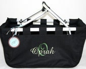 Personalized Market Tote Basket with Fancy Script Initial & Name