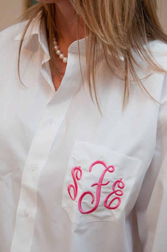 Bridesmaids Gifts Monogrammed Shirt Oversized Button Down