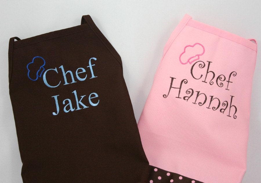Child's Personalized Chef Apron & Hat Set - Embroidered Monogrammed