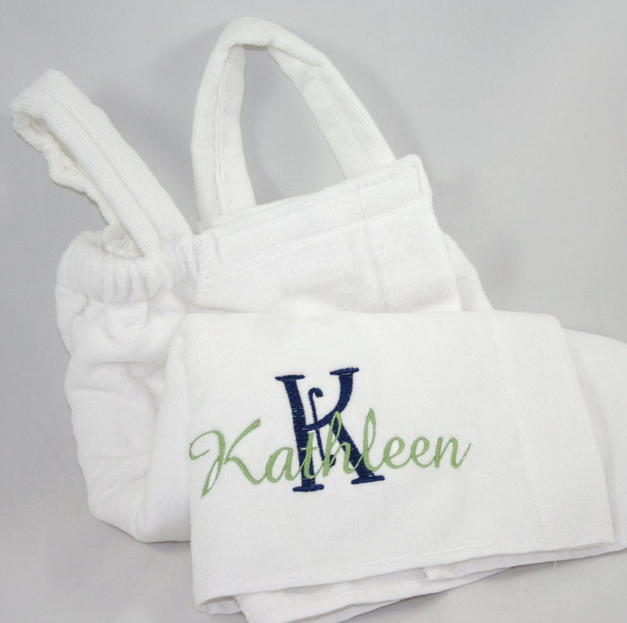 Personalized Flower Girl Spa Wrap VelourTowel Wrap Monogrammed Embroidered
