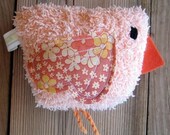 Brooke the plush peach  vintage chenille birdie rattle