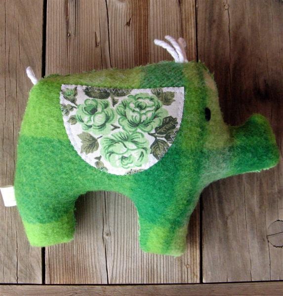 Ivy Plush Green Upcycled Elephant