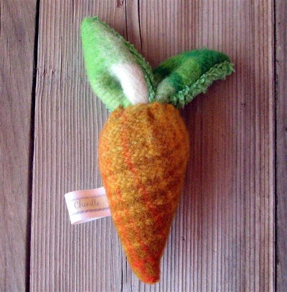Vintage Chenille Carrot Rattle