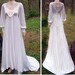 70s jersey pleated wedding gown lace long sleeves small size 2