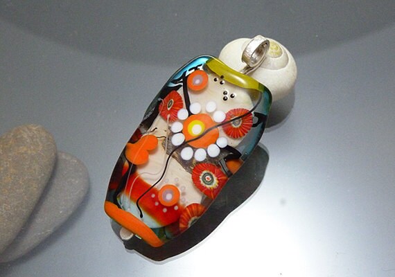Melanie Moertel Lampwork Beads - Red fairy focal glass bead pendant - "Zora"