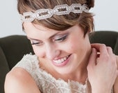 ODETTE  - Champagne or Aquamarine Geometric Lace Beaded Headband by bethany lorelle