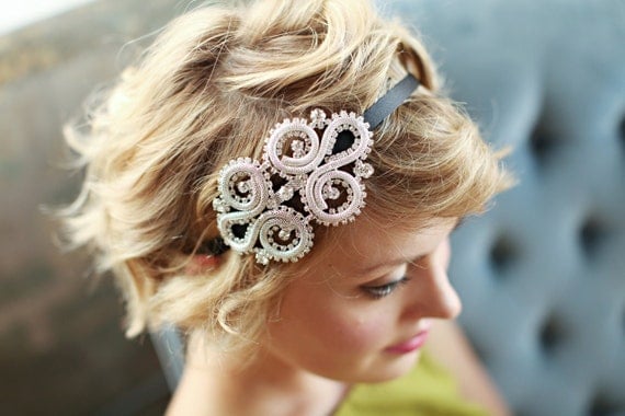 Rhinestone Headband Silver Womens  Deco Style  - The "Emilia"