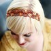 Beaded Headband - Burnt Orange Red Gold Metallic Burgundy Women and Teens