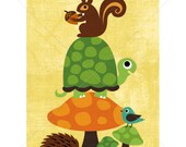 191B Bright Animals on Mushrooms 5x7 Print