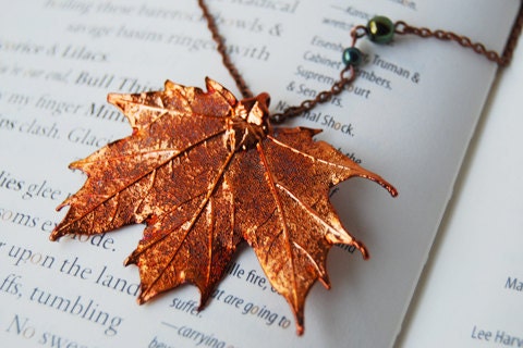Large Fallen Copper Maple Leaf Necklace