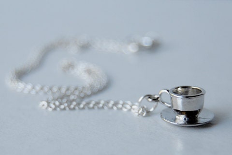 Teeny Tiny Tea Cup and Saucer Necklace