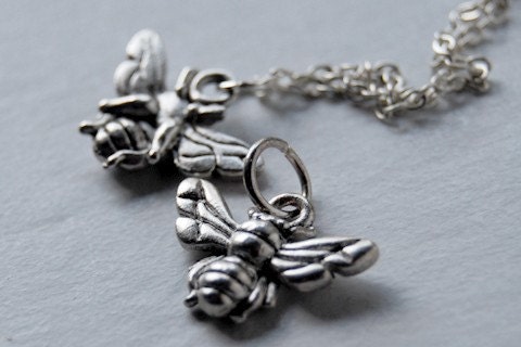 Teeny Tiny Silver Bee Charm Necklace
