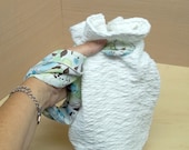 White pouch wrislet bag turquoise scarf handle treasury item
