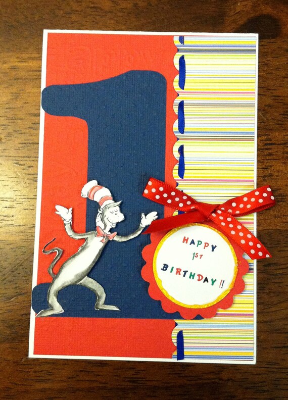 Cat in the Hat 1st Birthday Card Il_570xn