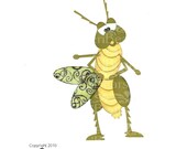 paper piecing pattern grasshopper by Teribears-(TeriCritterz)