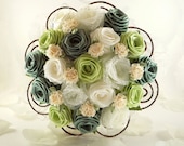 Green Fields Origami Wedding Bouquet, Bridal Bouquet (Medium size), Rustic Weddings, Woodland Bouquet