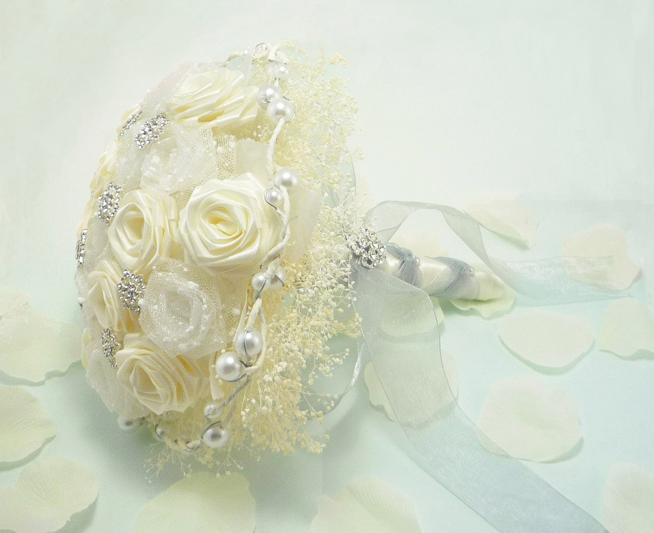 Snow Frost Origami Wedding Bouquet, Bridal Bouquet - Winter Wonderland Wedding (Medium size)
