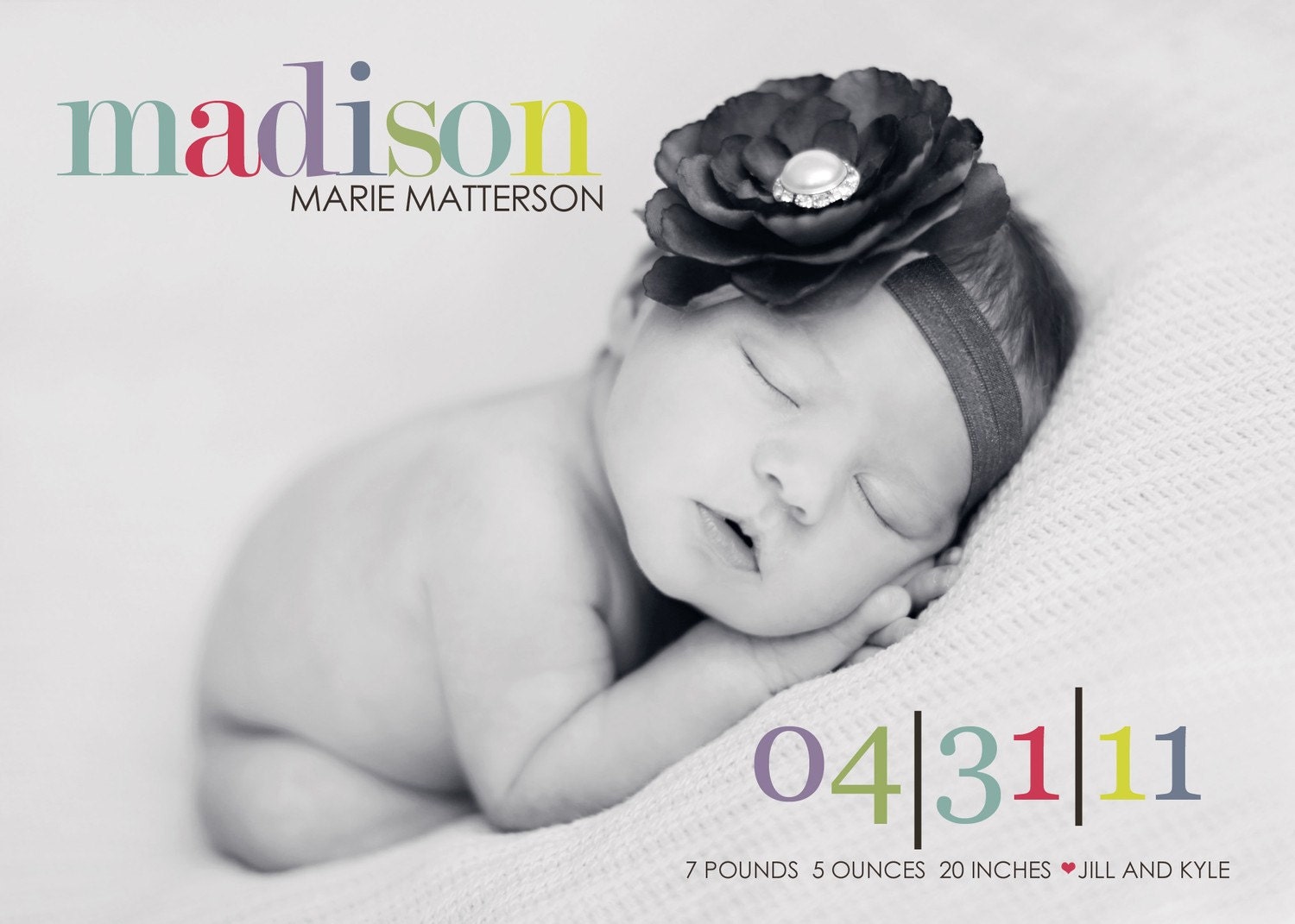 custom photo birth announcement - color pop.