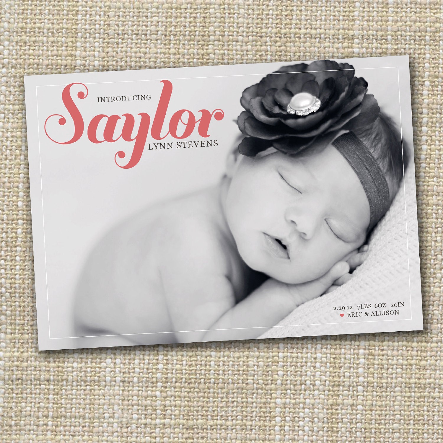 custom photo baby birth announcement - basic beauty.