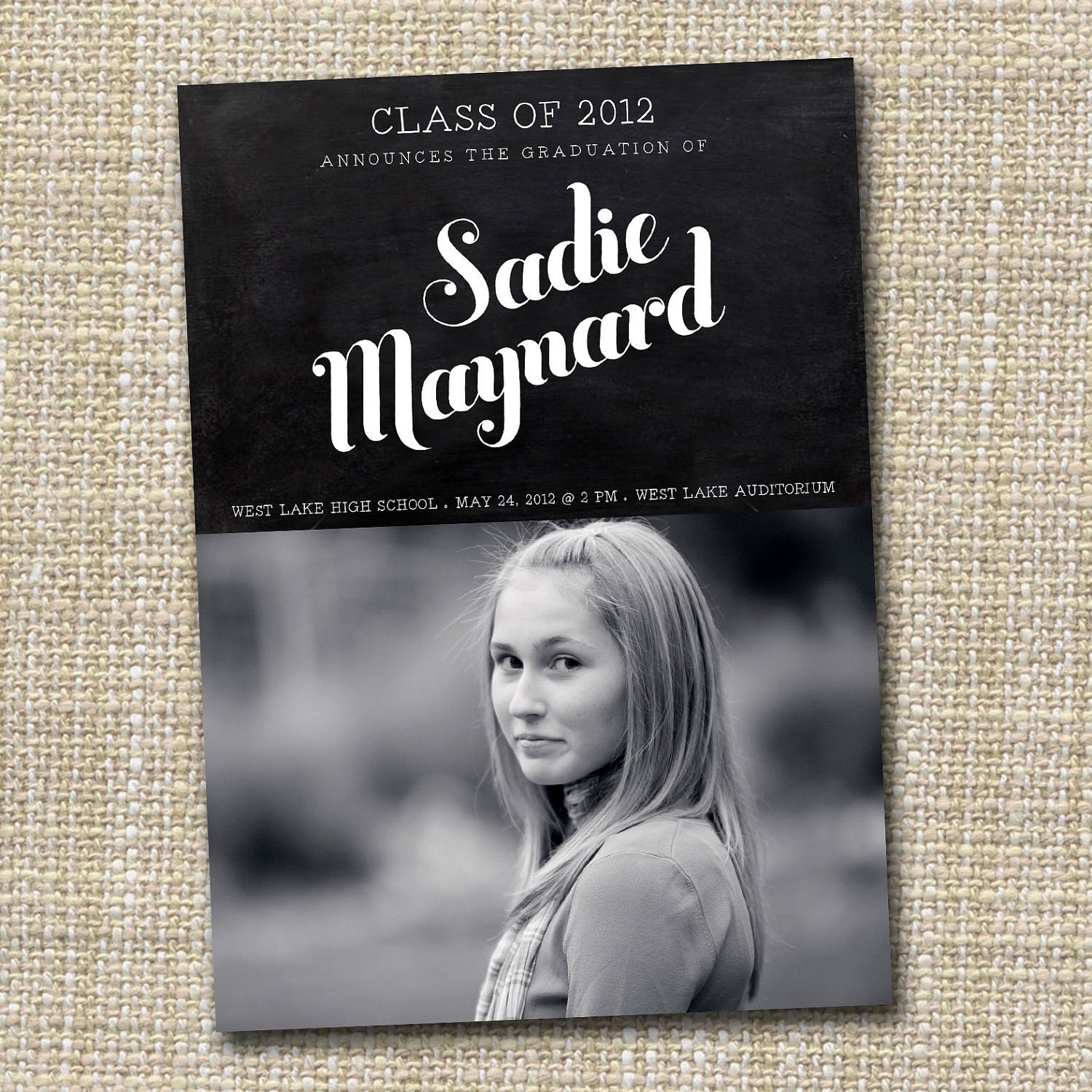 photo graduation announcement printable - chalkboard.